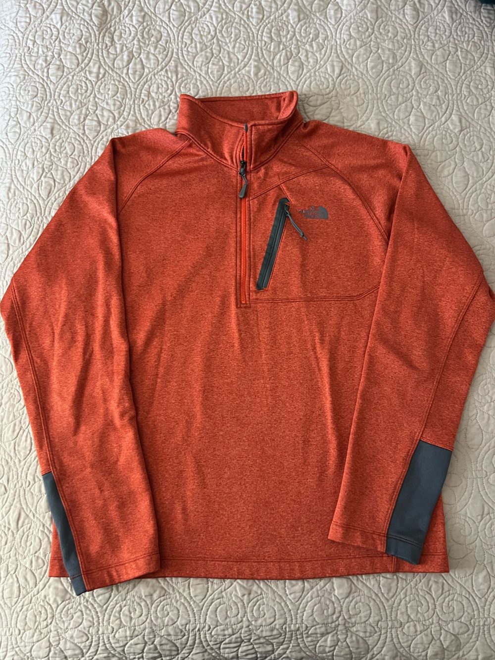 The North Face Men's Orange 1/4 Zip Lightweight Pullover